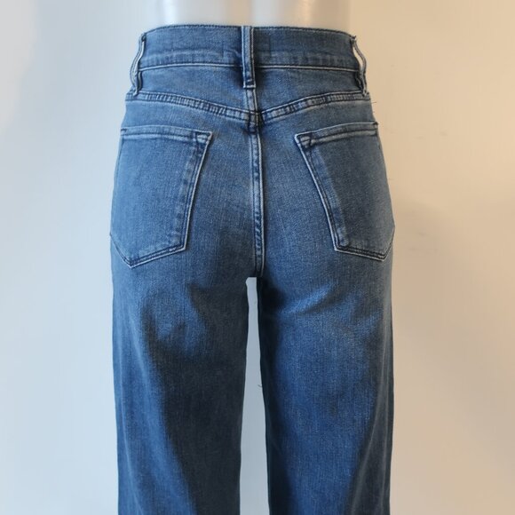Womens Frame Le Palazzo Temple Blue High-Rise Wide Leg Crop Denim Jean 27 - Picture 8 of 12
